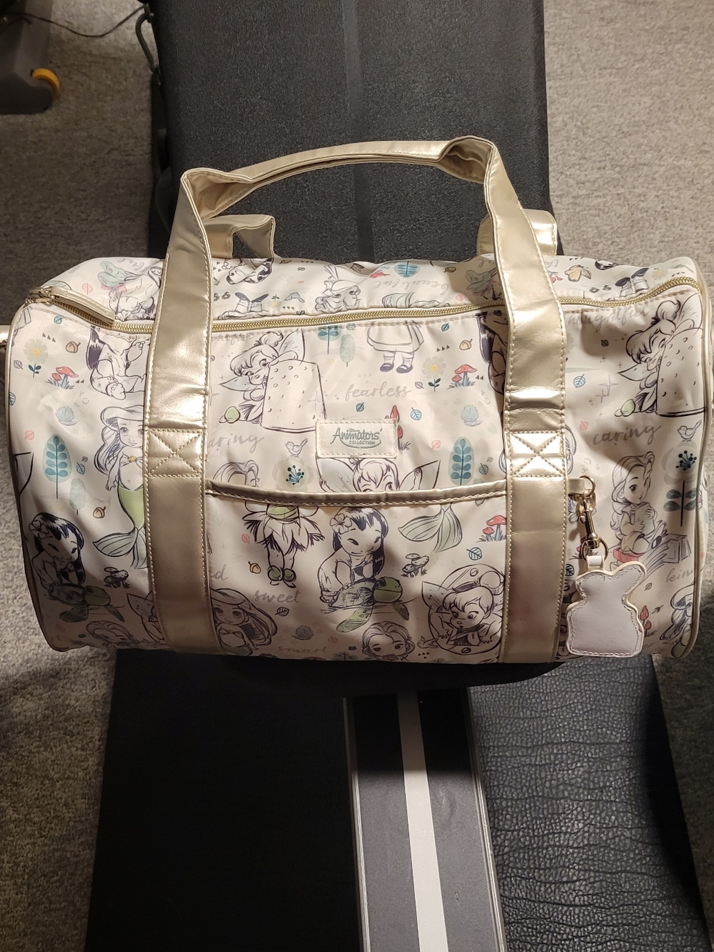 Disney Cream Character Animators Collection Duffel Bag with Gold Accents